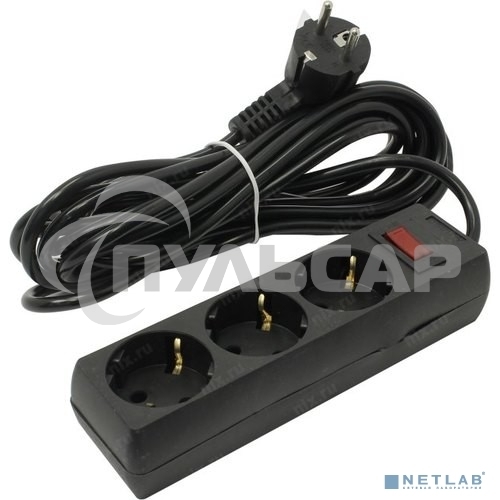 Сетевой фильтр ExeGate EX279352RUS EC-3-5B (3 розетки, 5м, евровилка, черный)