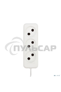 Удлинитель Rexant 3 гнезда, 3 м, 2х0.75 мм², б/з, белый (Сделано в России)