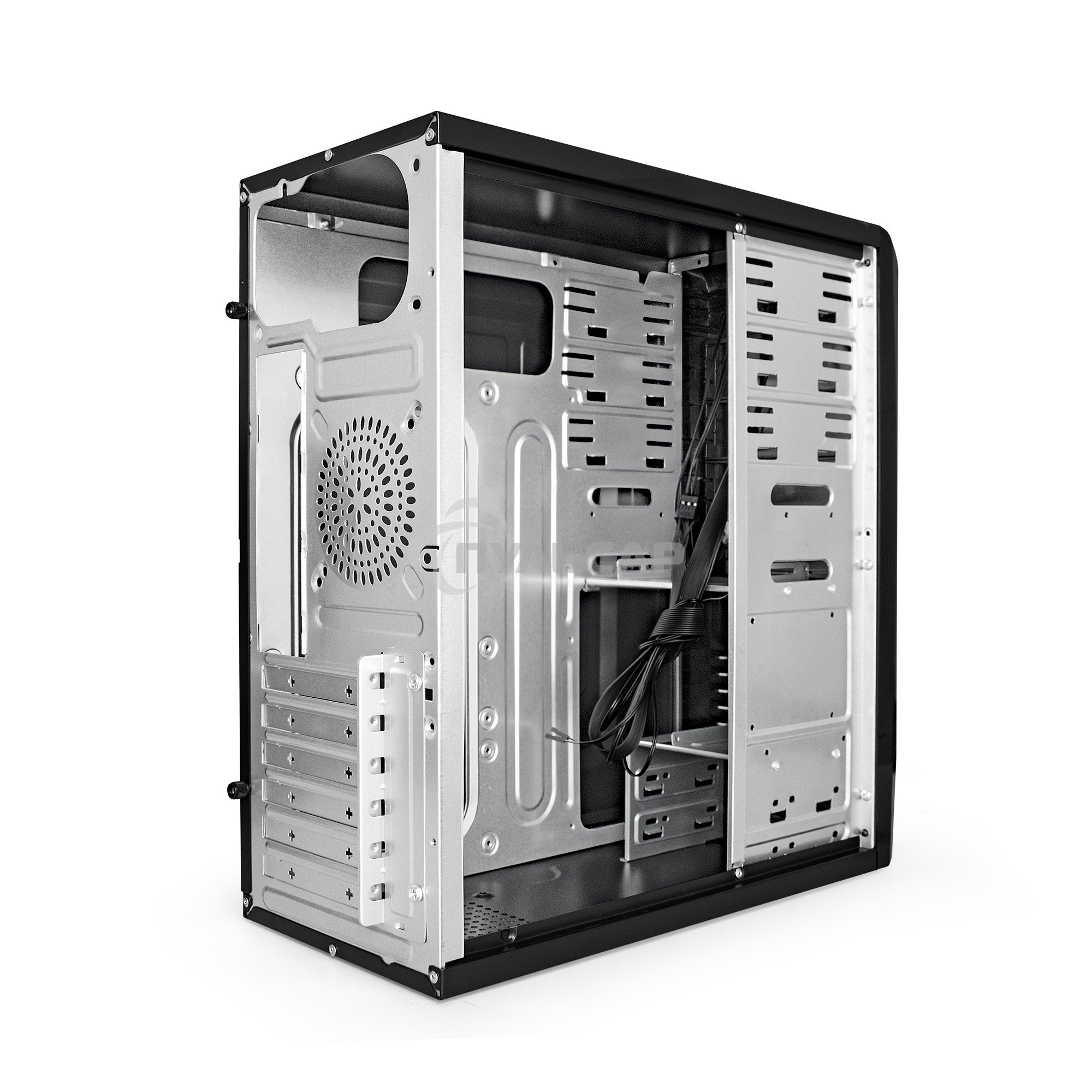 Компьютерный корпус Miditower ExeGate CP-601-UNS450 (ATX, БП UNS450 с вент. 12см, 2*USB, аудио, черный)