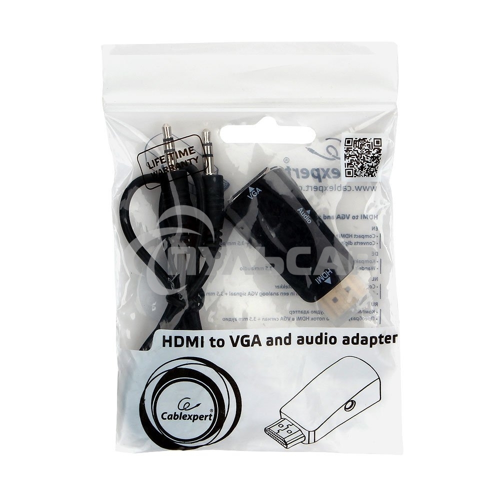 Переходник HDMI-VGA Cablexpert A-HDMI-VGA-02, 19M/15F, Jack3.5 аудиовыход