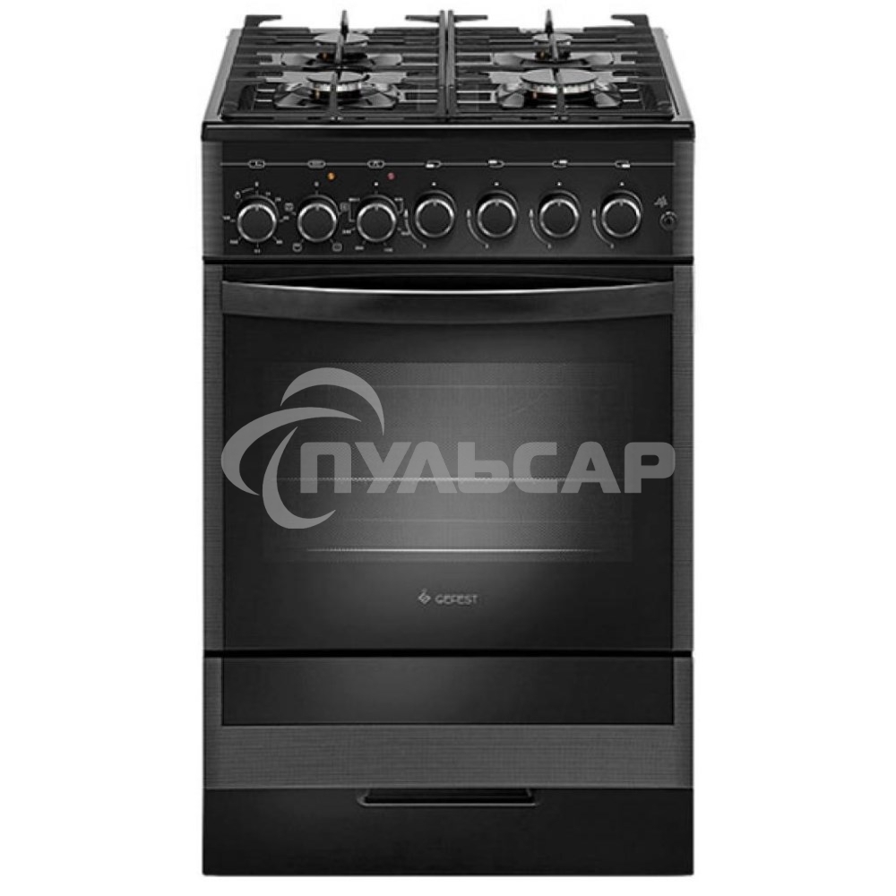 Плита комбинированная Gefest ПГЭ 5502-02 0044 черный, конфорок 4 газовых, духовка 55 л, 50 см x 85 см x 58.5 см