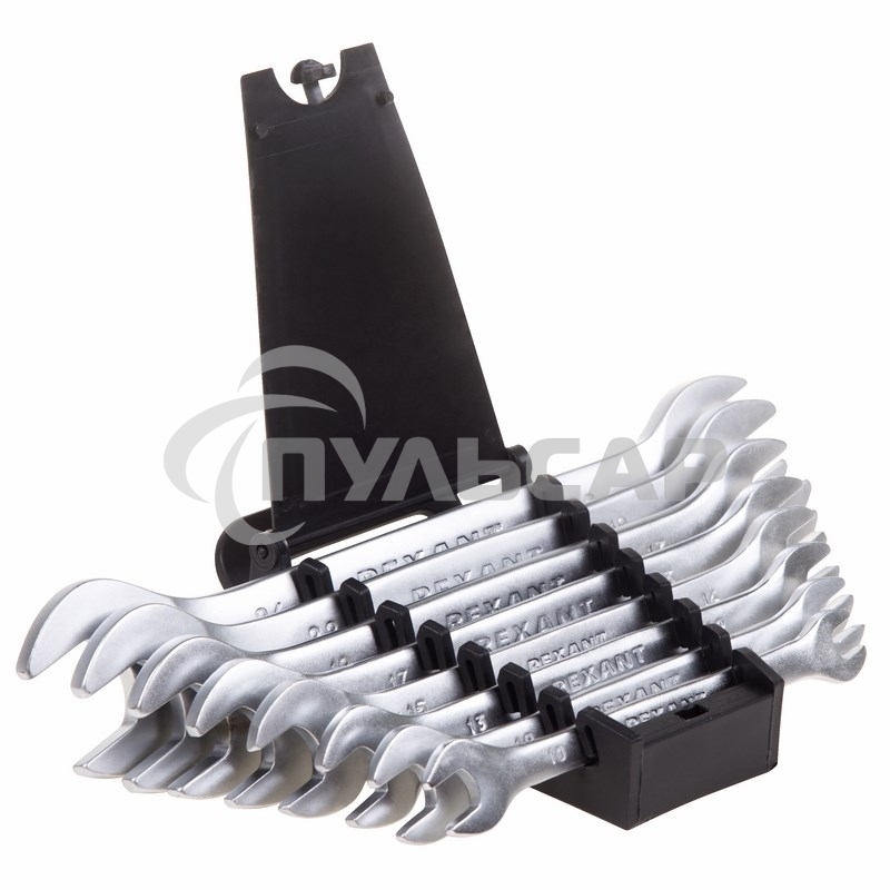 Набор ключей рожковых Rexant (8-24 мм), 8 шт., CrV, зеркальное хромирование