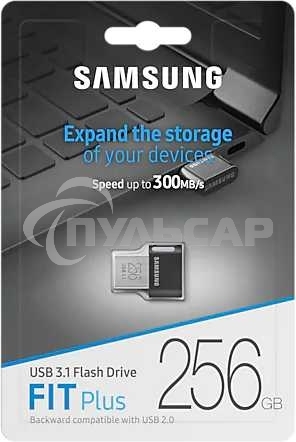 Флешка USB R/W 256 Gb USB Drive <USB 3.1> Samsung FIT Plus (up to 300Mb/s) (MUF-256AB/APC)