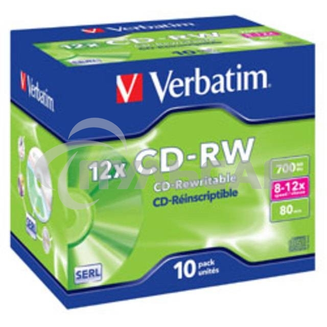Диск CD-RW Verbatim 700Mb 12x Jewel case (10шт) (43148)