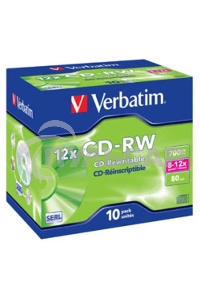 Диск CD-RW Verbatim 700Mb 12x Jewel case (10шт) (43148)