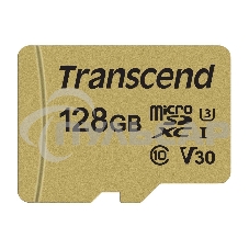 Флеш карта microSD 128Gb Transcend microSDXC Ultimate UHS-I U3, V30, (SD адаптер), MLC