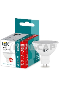 Лампа светодиодная MR16 софит 8Вт 12-24В 4000К GU5.3 (низковольтная) IEK LLE-MR16-08-12-24-40-GU5