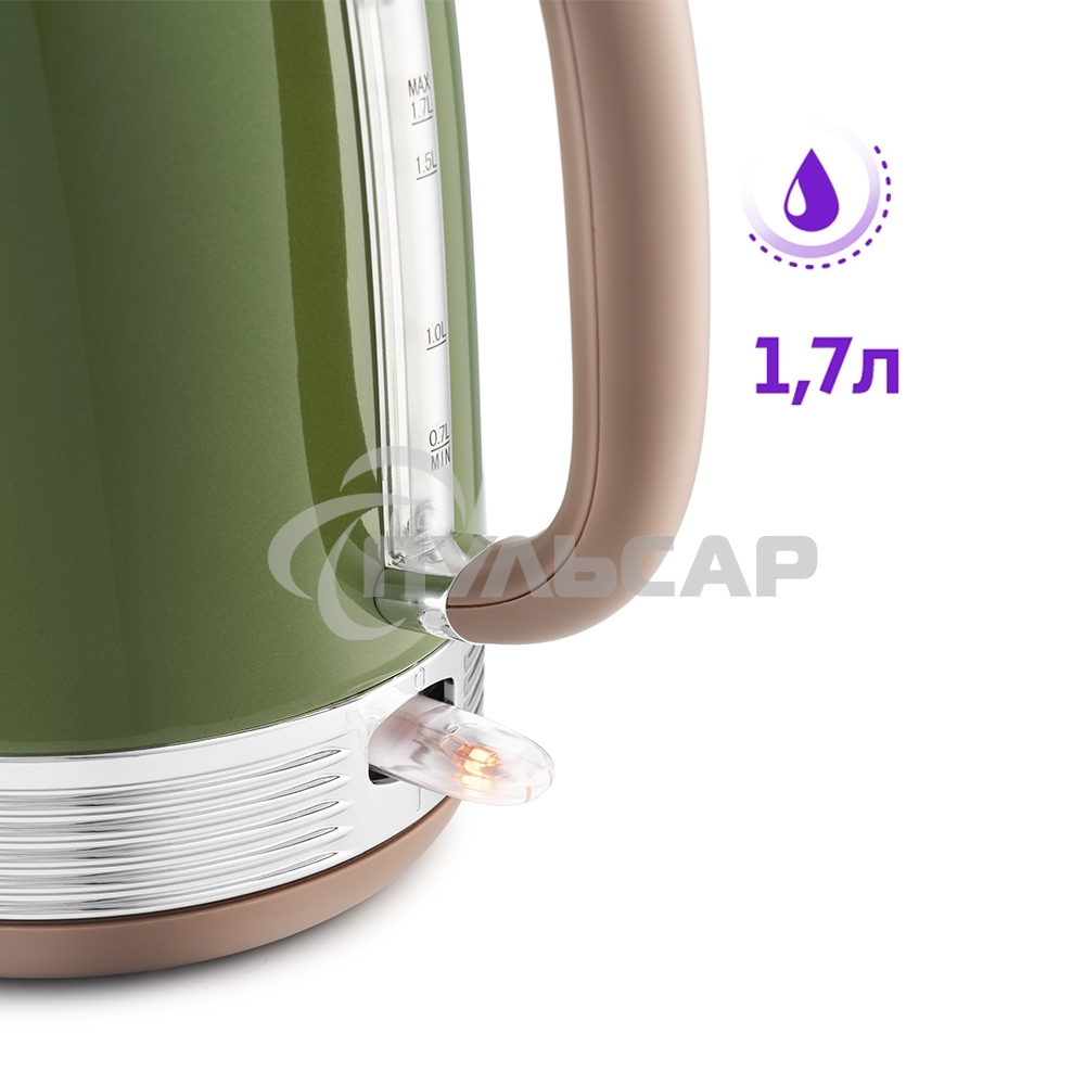 Чайник электрический Kitfort KT-6110 1.7л. 2200Вт зеленый (корпус: нержавеющая сталь)