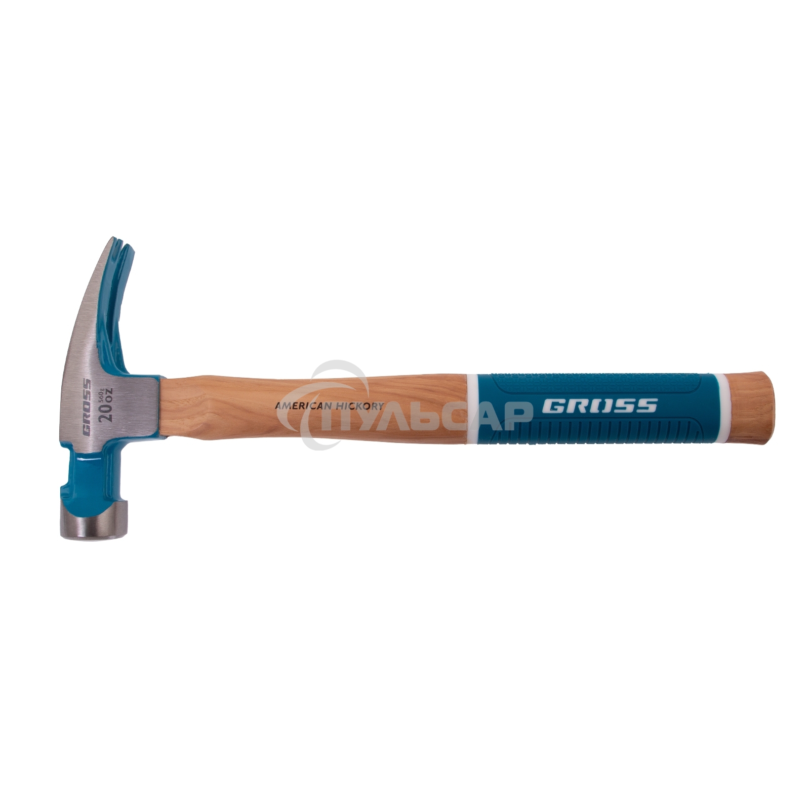 Молоток-гвоздодер,560 г, угол 75, магнит, обрезиненная рукоятка AMERICAN HICKORY GROSS