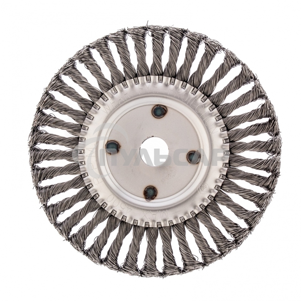 Щетка для УШМ, 200 мм, посадка 22,2 мм, Плоская, крученая проволока 0,5 мм Сибртех