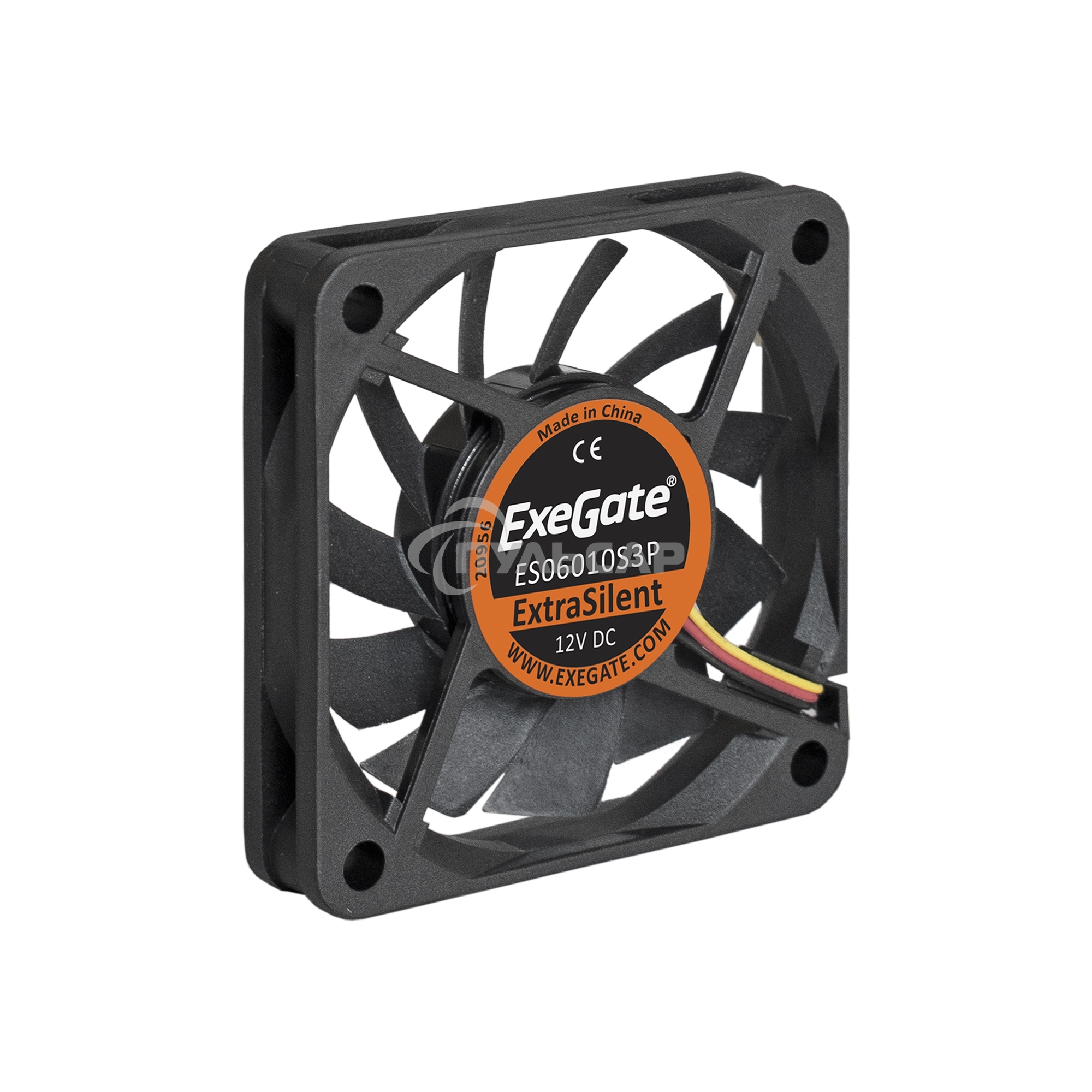 Вентилятор для корпуса ExeGate ExtraSilent ES06010S3P черный, 60 мм, 2000 об/мин, 16 дБ, 3 pin