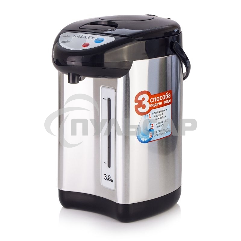 Термопот Galaxy Line GL 0604, серебристый с черным, 900 Вт, 3,8 л