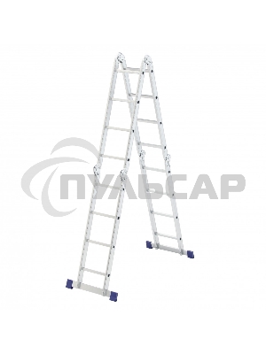 Лестница шарнирная алюминиевая Сибртех, 4х4, 97882