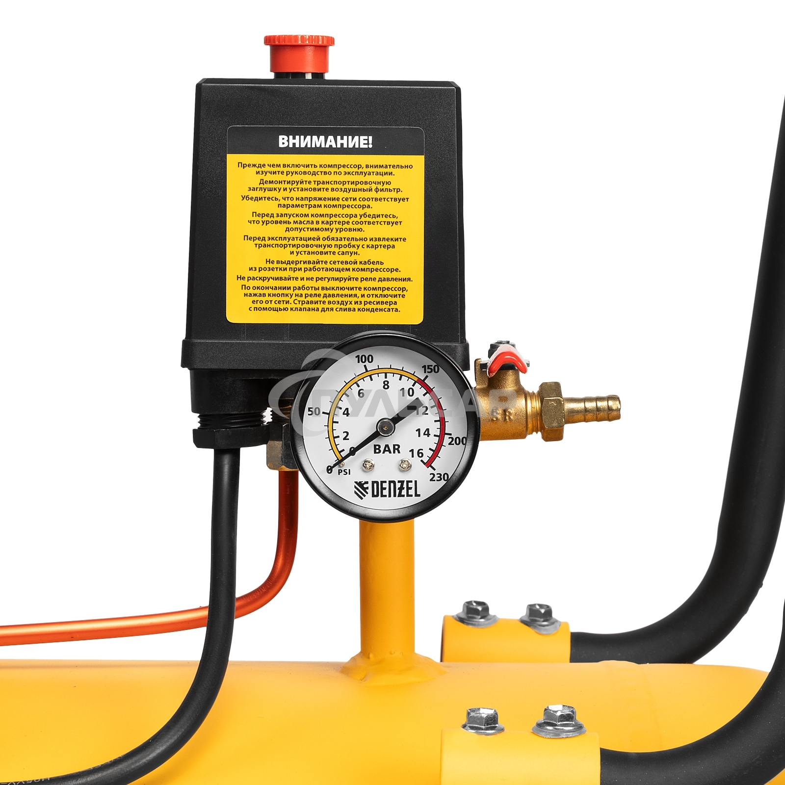 Компрессор воздушный рем. привод BCI3000-T/200, 3,0 кВт, 200 литров, 530 л/мин Denzel