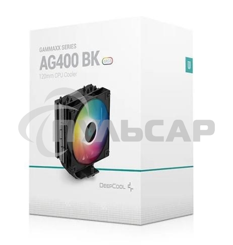 Кулер для процессора DEEPCOOL AG400 BK ARGB черный, 120 мм, алюминий/медь, 2000 об/мин, 31.6 дБ, 4 pin, 220 Вт, 150 мм