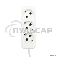 Удлинитель Rexant 3 гнезда, 3 м, 3х1.0 мм², с/з, белый (Сделано в России)