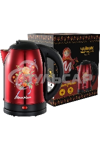 Чайник электрический Матрена MA-005 электрический (2,0 л) стальной красный хохлома