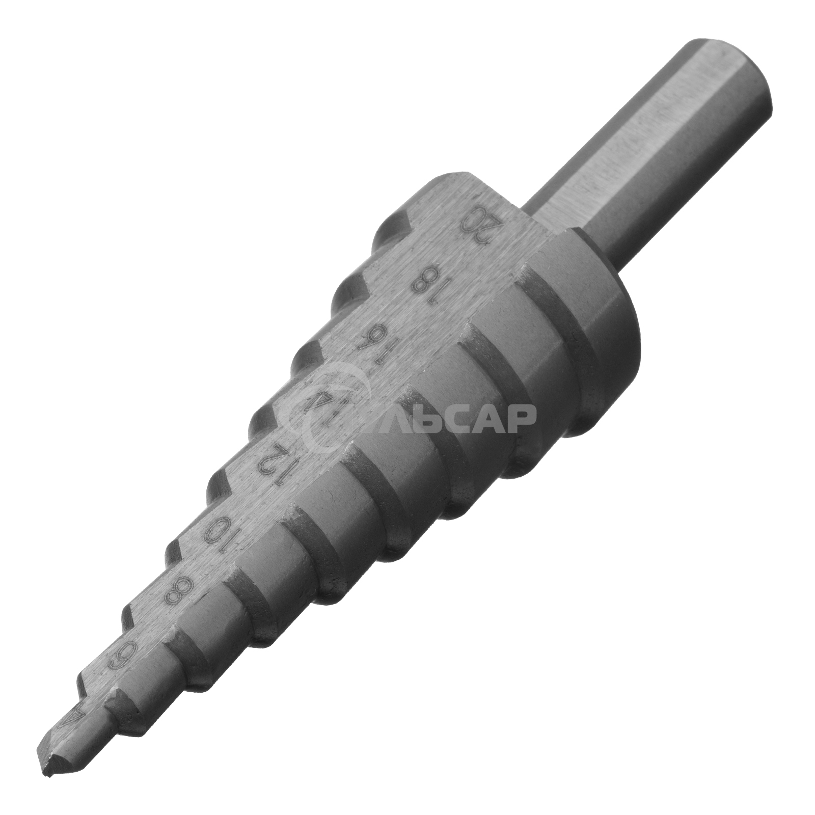 Сверло ступенчатое по металлу Сибртех 4-6-8-10-12-14-16-18-20 мм, 4241