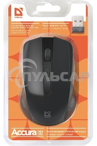 Мышь беспроводная Defender Accura MM-935 черный, 1600 dpi, радиоканал, USB, кнопки - 4