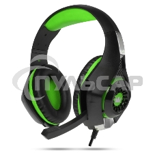 Гарнитура игровая CROWN CMGH-102T Black&green (Подключение USB, встроенная аудио карта, Частотный диапазон: 20Гц-20,000 Гц,Кабель 2.1м,Размер D 250мм)