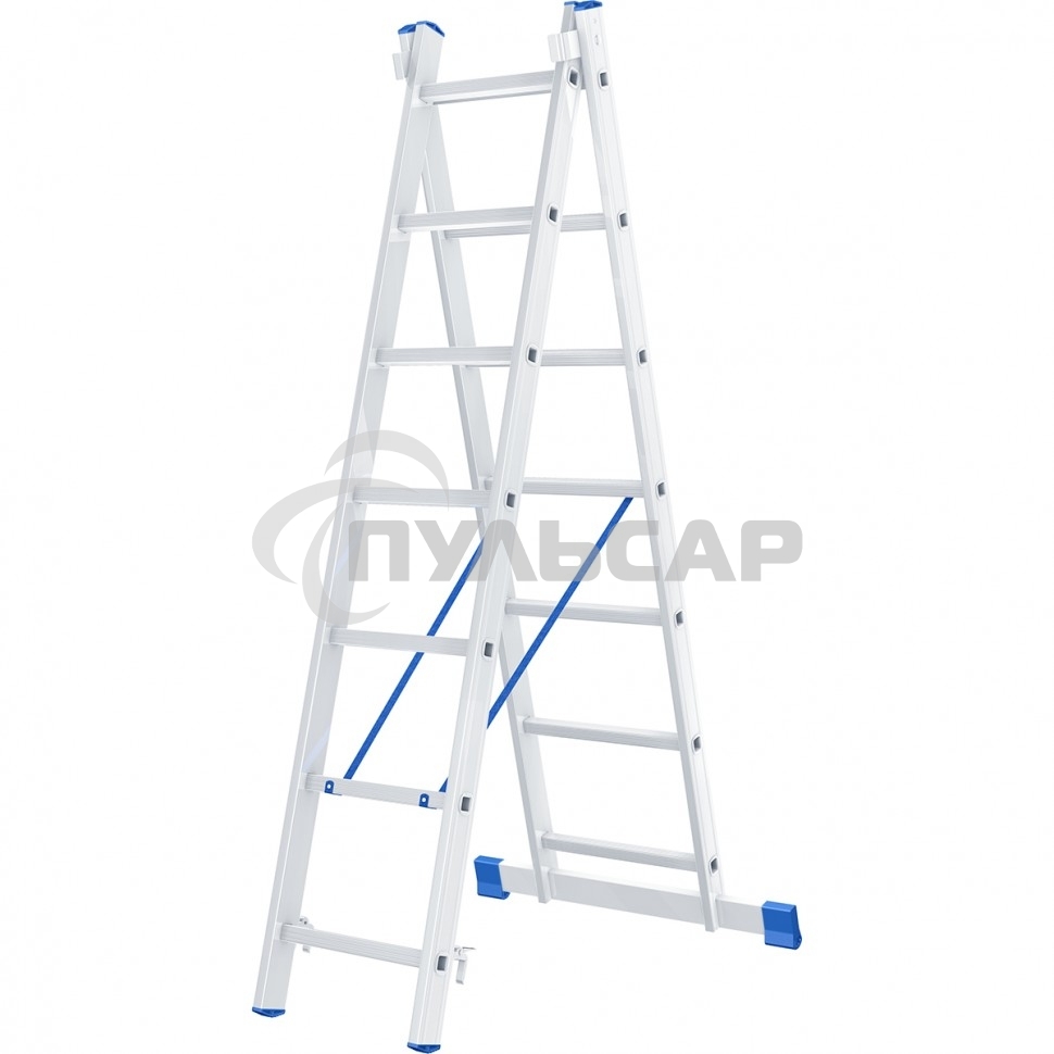 Лестница Сибртех, 2 х 7 ступеней, алюминиевая, двухсекционная, 97907