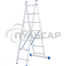 Лестница Сибртех, 2 х 7 ступеней, алюминиевая, двухсекционная, 97907 Лестница Сибртех, 2 х 7 ступеней, алюминиевая, двухсекционная, 97907