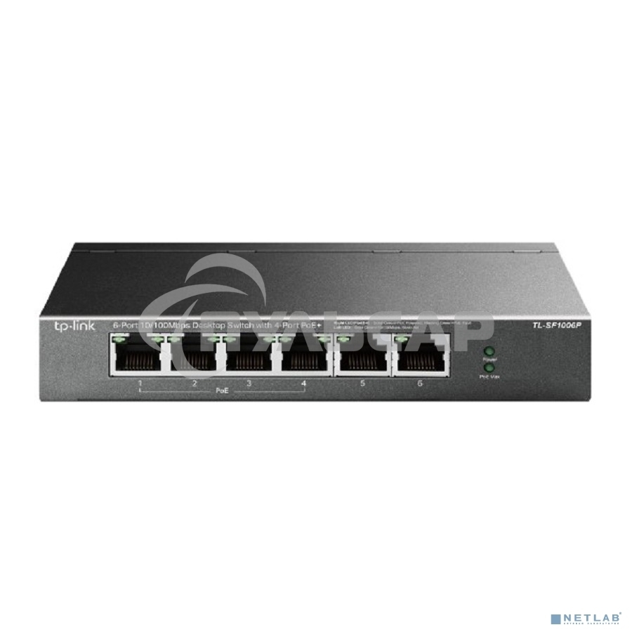 Коммутатор TP-Link 4-port 10/100Mbps Unmanaged PoE+ Switch with 2 10/100Mbps uplink ports, meta case, desktop mount, 4 802.3af/at compliant PoE+ port, 2 10/100Mbps uplink ports, DIP switches for Extend mode, Isolation mode and Priority mode, up to 250m Po