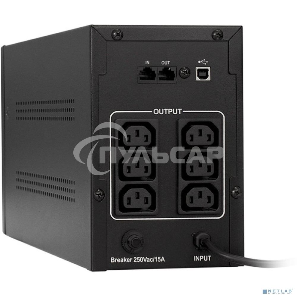 Источник бесперебойного питания ExeGate EP285488RUS SpecialPro UNB-1200.LED.AVR.C13.RJ.USB 1200VA/750W, LED, AVR, 6*IEC-C13, RJ45/11, USB, черный