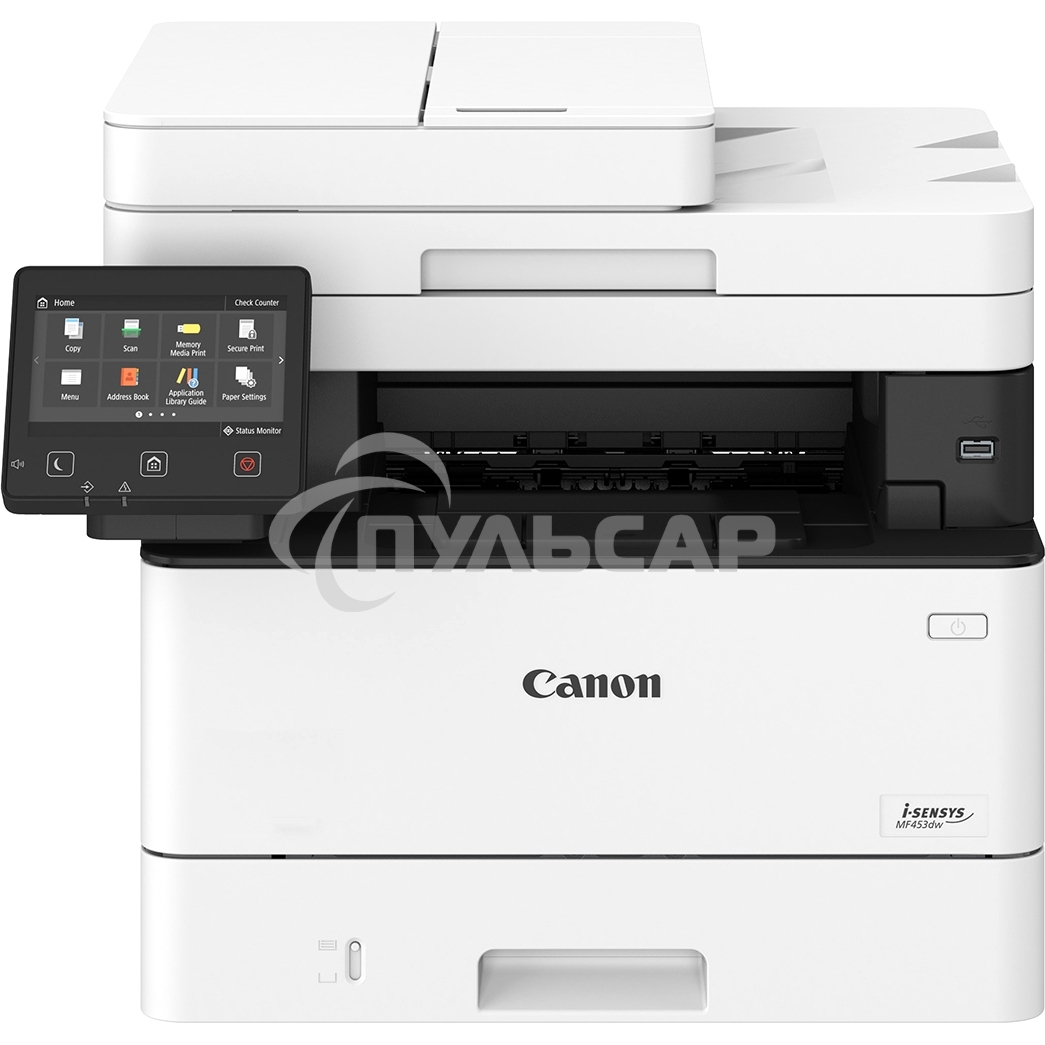 МФУ лазерное Canon i-Sensys MF453dw (5161C007), A4, ч/б, печ. 38 стр/мин., скан. до 38 стр/мин (ч/б) 13 стр/мин (цвет), 1200 x 1200 dpi (принтер) 600x600dpi (сканер), USB, RJ-45, Wi-Fi, Air Print, Mopria