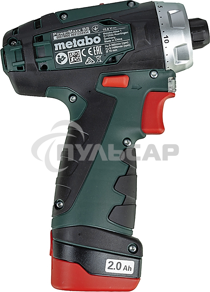 Дрель-шуруповерт Metabo PowerMaxx BS 600984000, Аккумуляторный, 10,8В, 2 АКБ