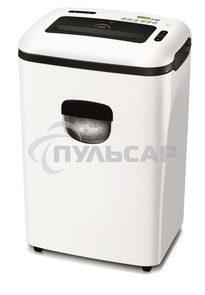 Шредер Office Kit S250 4x35 (секр.P-4)/фрагменты/25лист./38лтр./скрепки/скобы/пл.карты/CD