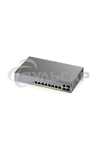Коммутатор Zyxel GS1350-12HP, 10xGE (8xPoE+), 2xSFP, бюджет PoE 130 Вт, дальность передачи питания до 250 м, автоперезагрузка PoE-портов, повышенная защита от перенапряжений и электростатических разрядов