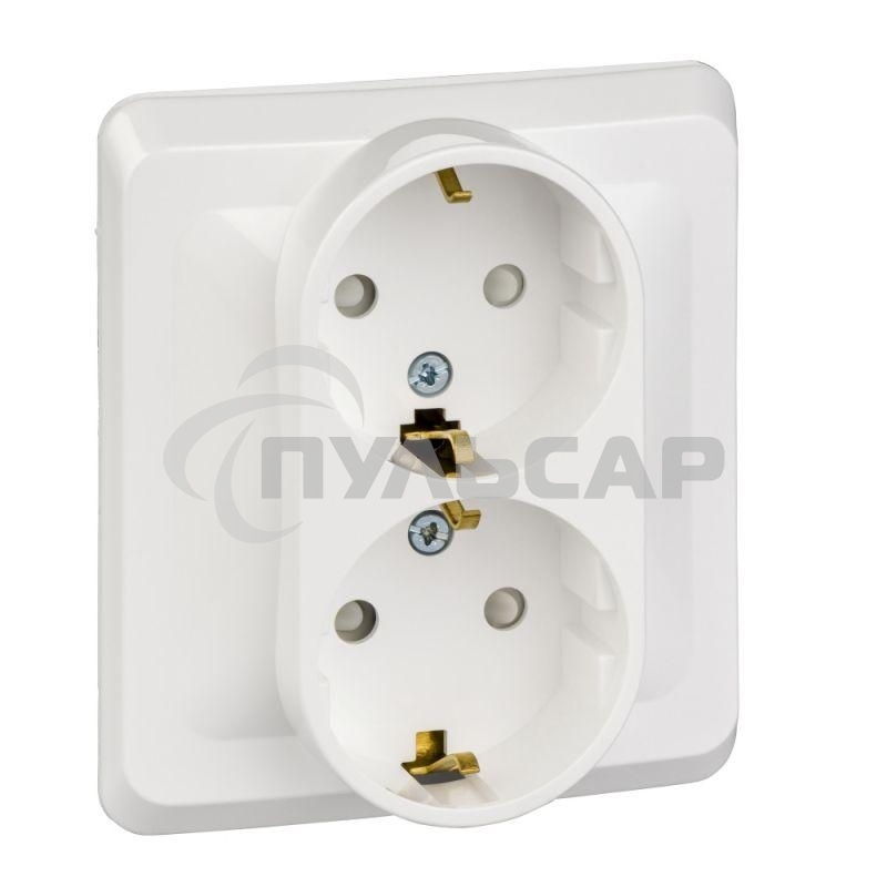 Розетка 2-м СП Этюд 16А защ. шторки с заземл. бел. SchE PC16-008B