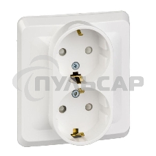 Розетка 2-м СП Этюд 16А защ. шторки с заземл. бел. SchE PC16-008B