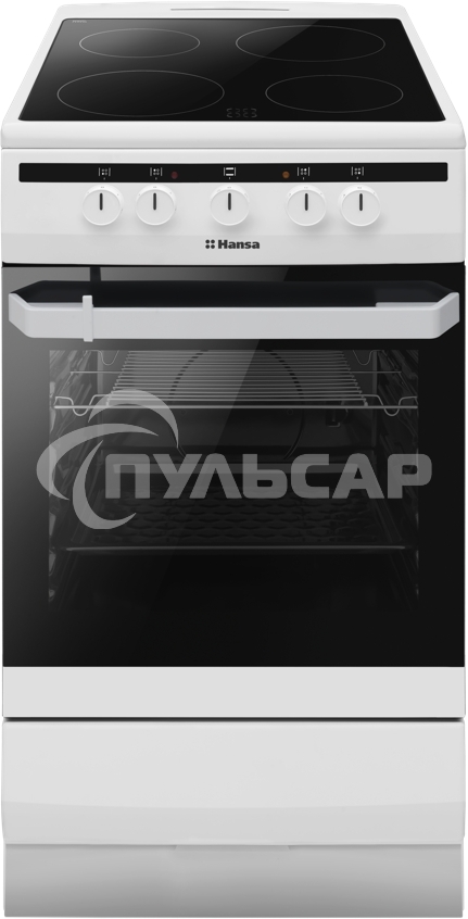 Плита электрическая Hansa FCCW54002 белый, конфорок 4 шт, духовка 68 л, 50 см x 85 см x 60 см