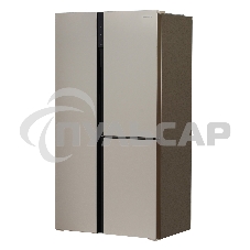 Холодильник Hyundai CS5073FV шампань стекло трехкамерный инвертер Side by Side 292/167л морозилка сбоку