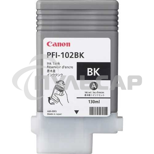 Картридж струйный Canon PFI-102Bk (0895B001) черный (130 мл.) для Canon iPF605, iPF610, iPF650, iPF655, iPF710, iPF750, iPF755, LP17, iPF510