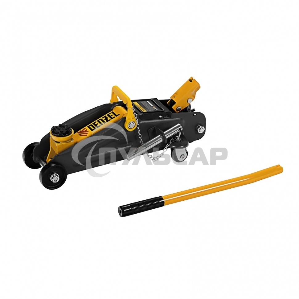 Домкрат гидравлический подкатной с фиксатором Denzel, 2 т, 130-330 мм 51153