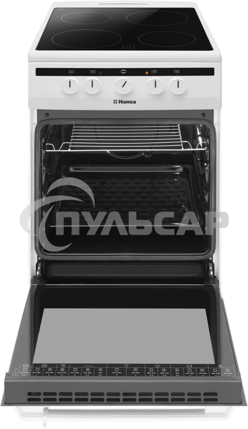Плита электрическая Hansa FCCW54002 белый, конфорок 4 шт, духовка 68 л, 50 см x 85 см x 60 см