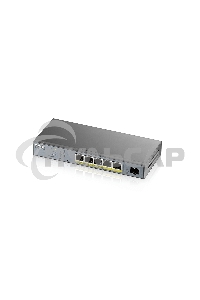 Коммутатор Zyxel GS1350-6HP, 4xGE PoE+, 1xGE PoE++ (802.3bt), 1xSFP, бюджет PoE 60 Вт, дальность передачи питания до 250 м, автоперезагрузка PoE-портов, повышенная защита от перенапряжений и электростатических р