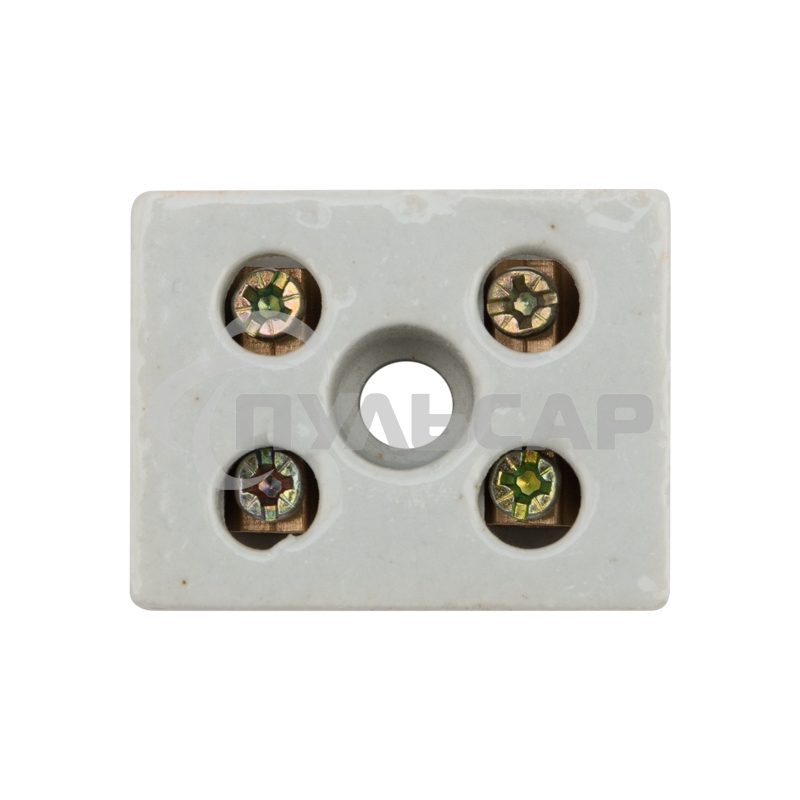 Клемма керамическая винтовая 16 мм² 2 пары контактов с крепежным отверстием (50 шт./уп.) Rexant