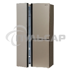 Холодильник Hyundai CS5073FV шампань стекло трехкамерный инвертер Side by Side 292/167л морозилка сбоку