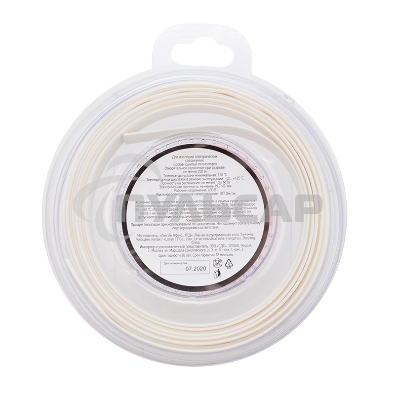 Трубка термоусаживаемая 10.0/5.0мм бел. ролик 2.44м Rexant 29-0051