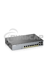 Коммутатор Zyxel GS1350-12HP, 10xGE (8xPoE+), 2xSFP, бюджет PoE 130 Вт, дальность передачи питания до 250 м, автоперезагрузка PoE-портов, повышенная защита от перенапряжений и электростатических разрядов