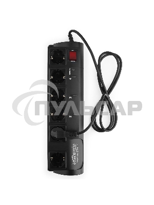 Сетевой фильтр Energenie Сетевой фильтр EG-PMS2-LAN программируемый, черный (10А, LAN, 6 розеток)