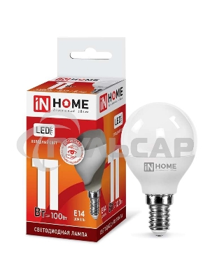 Лампа светодиодная LED-ШАР-VC 11Вт 230В E14 6500К 990лм IN HOME 4690612024929