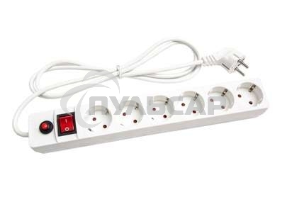 Удлинитель с сетевым фильтром 6х7м с заземл. 10А IP20 защ. шторки ПВС 3х0.75 бел. UNIVersal 967U-3007