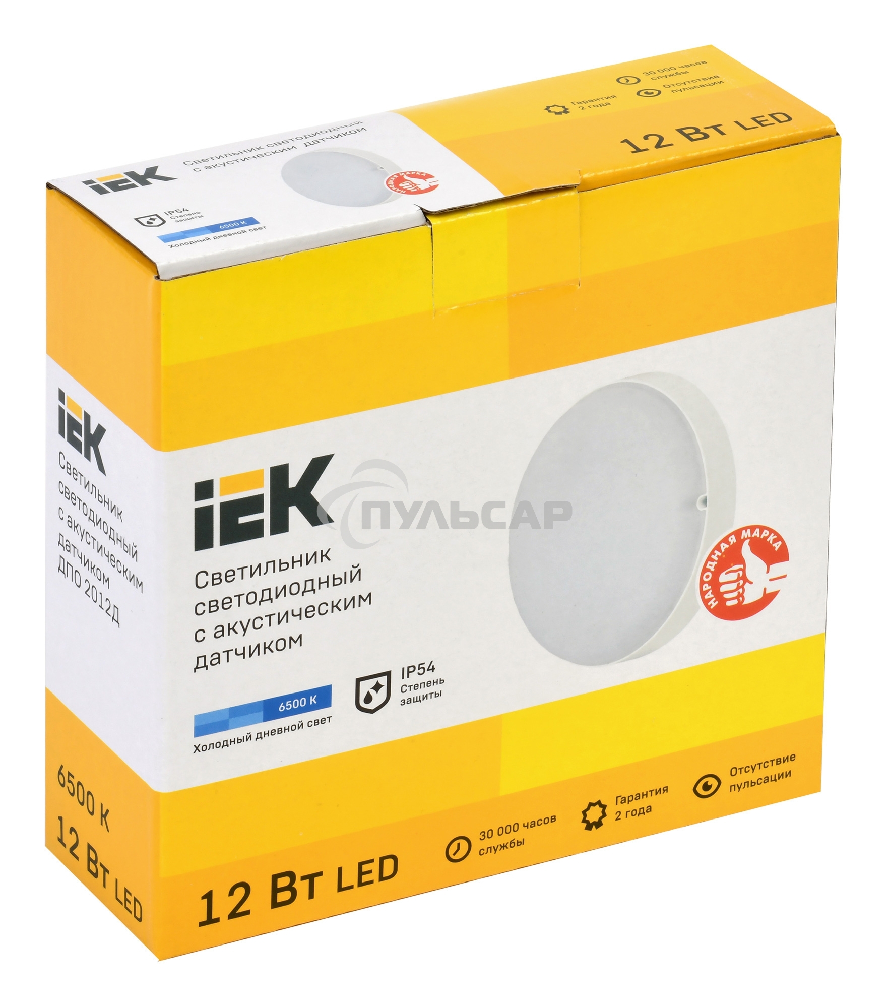 Светильник IEK LED ДПО 2012Д 12Вт IP54 6500К круг белый с АД