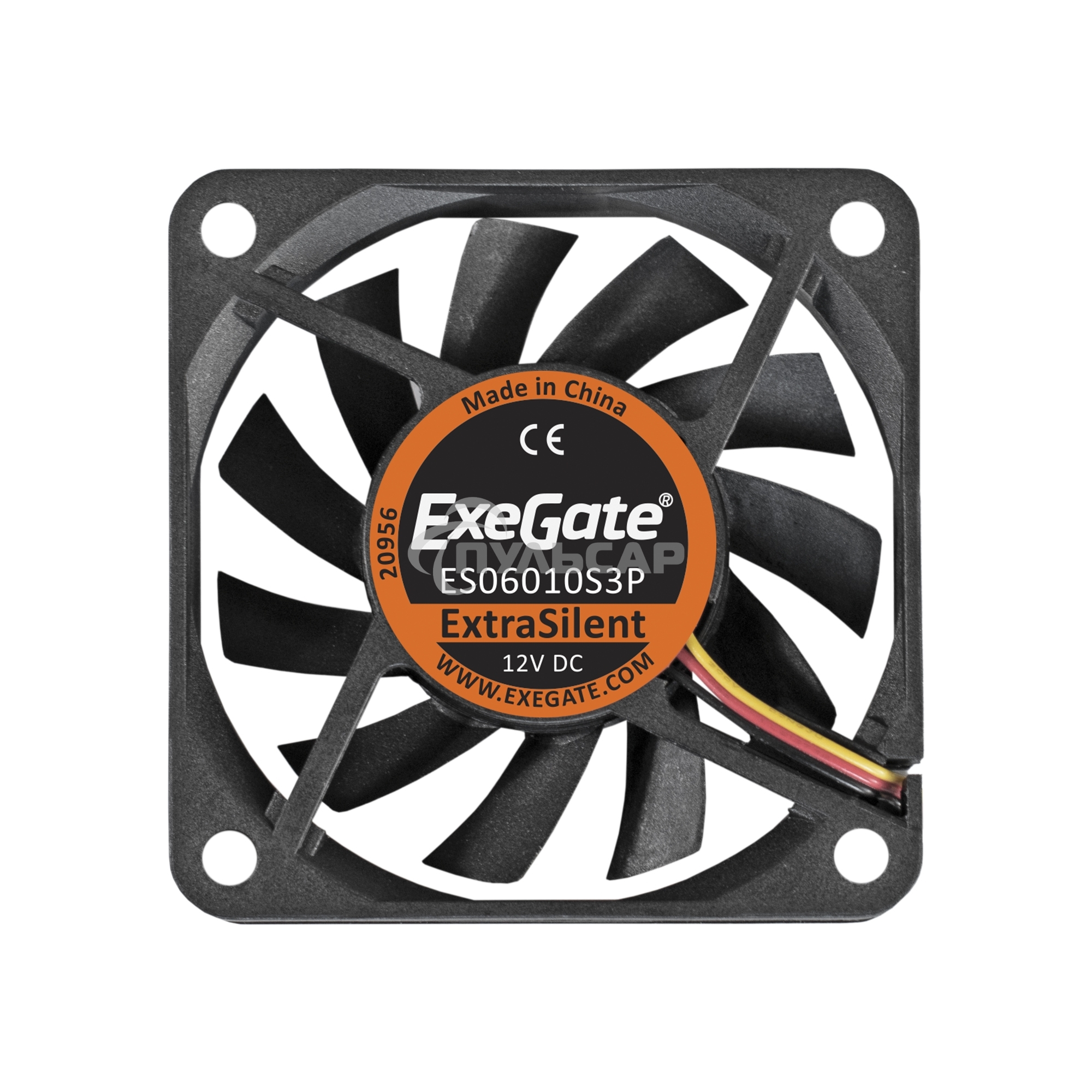 Вентилятор для корпуса ExeGate ExtraSilent ES06010S3P черный, 60 мм, 2000 об/мин, 16 дБ, 3 pin