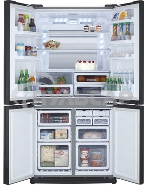 Холодильник Sharp SJ-EX98FSL серебристый трехкамерный 394/211л морозилка снизу Side by Side